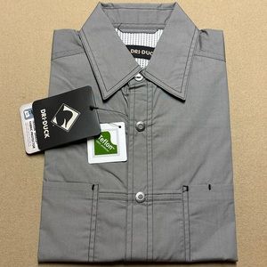 Dri Duck Fishing Shirt Mens Small Gray Short Sleeve Vented Water Resistant New S